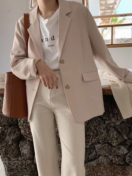 in the spring and autumn outfit chic milk white joker leisure suit jacket female small trend pure color fried street 210427, White;black
in the spring and autumn outfit chic milk white joker leisure suit jacket female small trend pure color fried street 210427, White;black