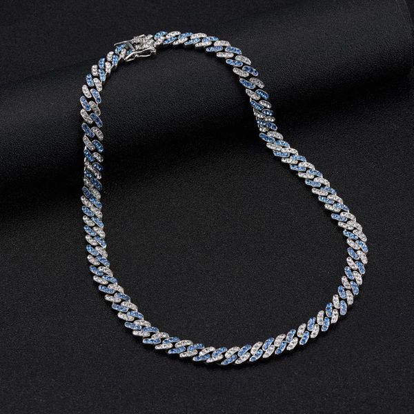 chains 9mm blue white cubic zirconia cuban link choker necklace for men women girils fashion hip hop silver color iced out bracelet 12" 
chains 9mm blue white cubic zirconia cuban link choker necklace for men women girils fashion hip hop silver color iced out bracelet 12"