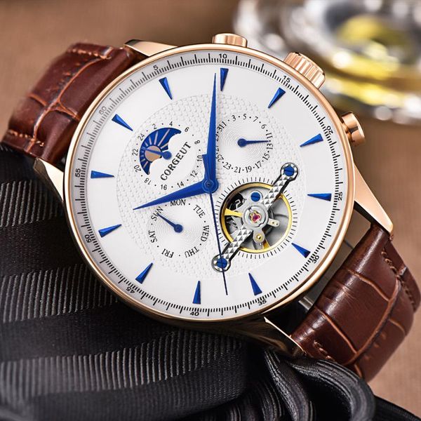wristwatches skeleton mechanical automatic watch men sport moon phase watches rose gold leather hombre wrist, Slivery;brown
wristwatches skeleton mechanical automatic watch men sport moon phase watches rose gold leather hombre wrist, Slivery;brown