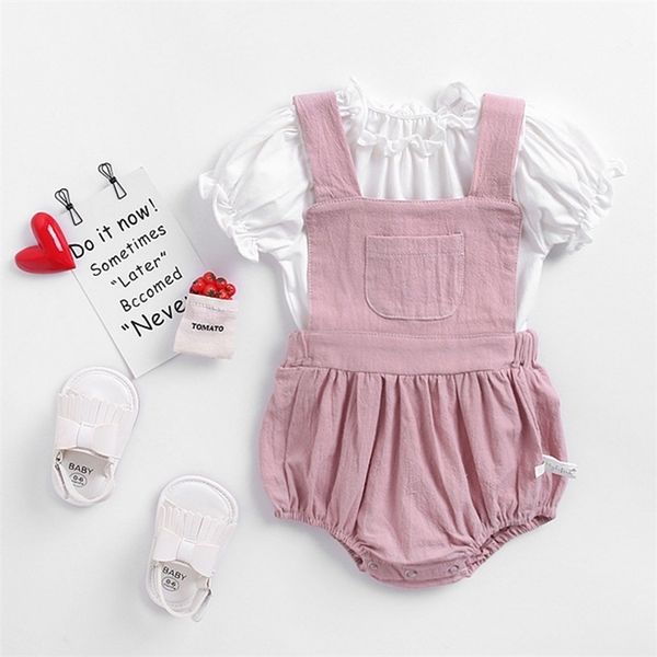 baby rompers cotton jumpsuit summer girls bodysuits infant t shirts + 2pcs / set creeper clothes 210521, Blue
baby rompers cotton jumpsuit summer girls bodysuits infant t shirts + 2pcs / set creeper clothes 210521, Blue