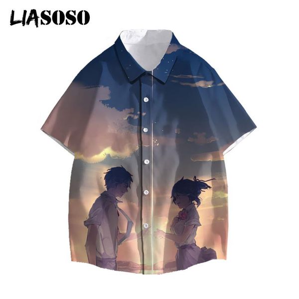 men's casual shirts liasoso 3d print summer men hawaiian short-sleeve beach holiday streetwear anime kimi no na wa your women, White;black
men's casual shirts liasoso 3d print summer men hawaiian short-sleeve beach holiday streetwear anime kimi no na wa your women, White;black