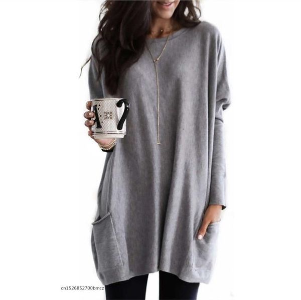 women's blouses & shirts women casual long sleeve round neck pullover loose solid color pocketed spring and autumn tunic top, White
women's blouses & shirts women casual long sleeve round neck pullover loose solid color pocketed spring and autumn tunic top, White