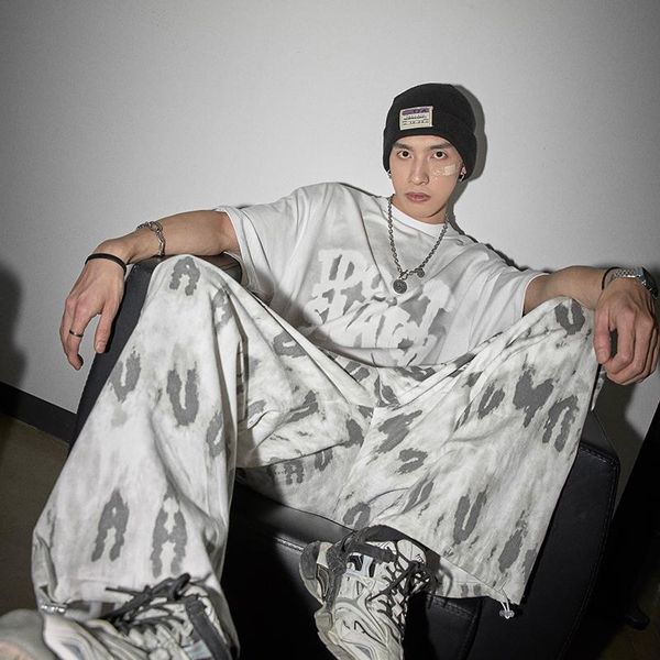 men's pants american hip hop casual summer trend tie dyed loose straight leg tied wide for men and women, Black
men's pants american hip hop casual summer trend tie dyed loose straight leg tied wide for men and women, Black