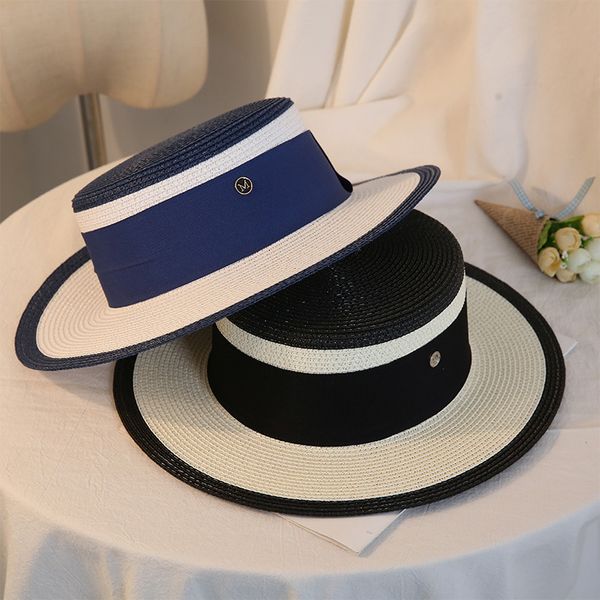 spring and summer english flat straw hat leisure sunscreen sunshade hats beach vacation solar film, Blue;gray
spring and summer english flat straw hat leisure sunscreen sunshade hats beach vacation solar film, Blue;gray