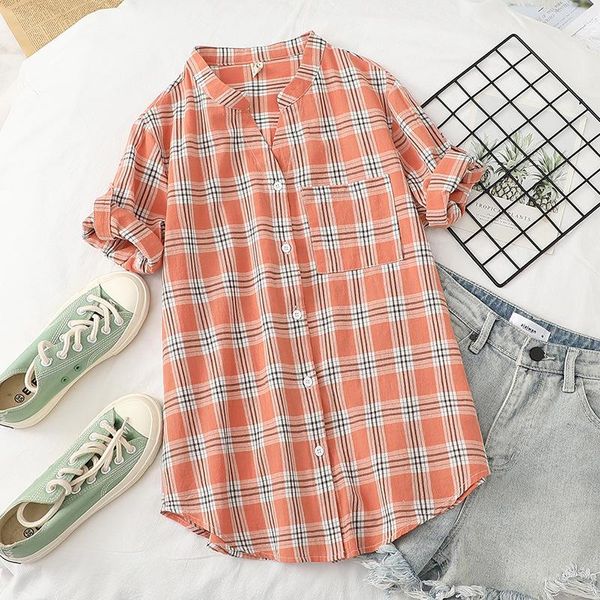 women's blouses & shirts short-sleeved v-neck plaid shirt thin loose 2021 hong kong style, White
women's blouses & shirts short-sleeved v-neck plaid shirt thin loose 2021 hong kong style, White