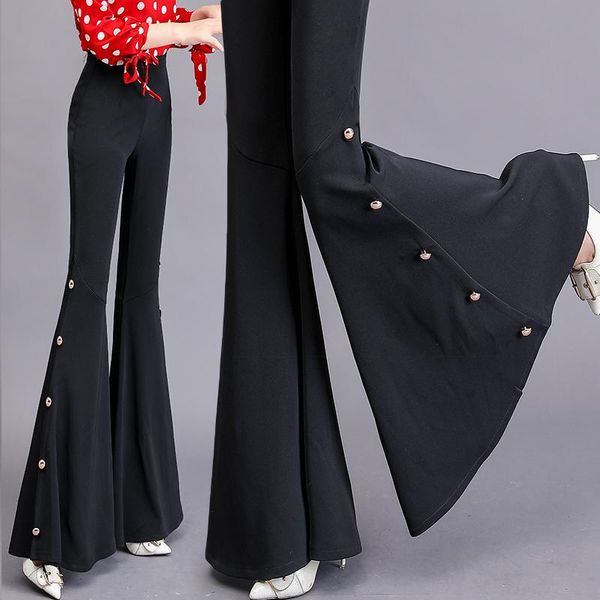 women's pants & capris 2021 spring female beaded super flare leg for women high waist chiffon wide trouser korean casual black bell bot, Black;white
women's pants & capris 2021 spring female beaded super flare leg for women high waist chiffon wide trouser korean casual black bell bot, Black;white