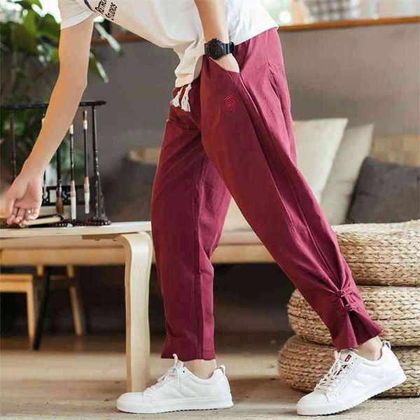 men's pants chinese linen casual national style embroidery buckle leggings and summer slacks xfmk, Black
men's pants chinese linen casual national style embroidery buckle leggings and summer slacks xfmk, Black