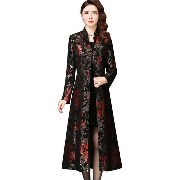 women windbreaker long coat loose elegant lady plus size printed trench fashion floral england manteau mother outerwear women's coats, Tan;black
women windbreaker long coat loose elegant lady plus size printed trench fashion floral england manteau mother outerwear women's coats, Tan;black