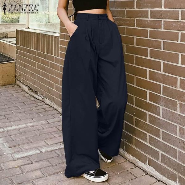 women's pants & capris 2021 zanzea wide leg elegant casual solid trousers female pleated turnip palazzo zipper long pantalon streetwear, Black;white
women's pants & capris 2021 zanzea wide leg elegant casual solid trousers female pleated turnip palazzo zipper long pantalon streetwear, Black;white