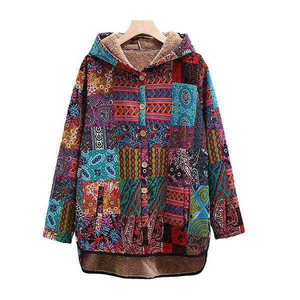 women's jackets 2021 winter hooded fleece women faux long sleeve warm coats vintage print loose overcoats femme hoodies outwear, Black;brown
women's jackets 2021 winter hooded fleece women faux long sleeve warm coats vintage print loose overcoats femme hoodies outwear, Black;brown