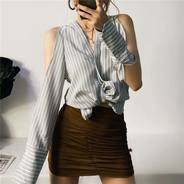 tees 2021 elegant spring gray woman stripes off shoulder long female out ladies streetwear neck shirt, White
tees 2021 elegant spring gray woman stripes off shoulder long female out ladies streetwear neck shirt, White