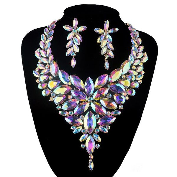 earrings & necklace aurora ab marquise jewelry sets crystal rhinestone bridal wedding party accessories, Silver
earrings & necklace aurora ab marquise jewelry sets crystal rhinestone bridal wedding party accessories, Silver