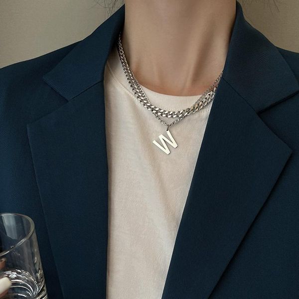 chains fashion design sense letter w sweater necklace female titanium steel double layered chain simple hip hop cuban, Silver
chains fashion design sense letter w sweater necklace female titanium steel double layered chain simple hip hop cuban, Silver