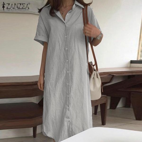 party dresses woman solid sundress zanzea 2021 fashion summer shirt dress short sleeve mid-claf vestidos female lapel button robe oversized, White;black
party dresses woman solid sundress zanzea 2021 fashion summer shirt dress short sleeve mid-claf vestidos female lapel button robe oversized, White;black