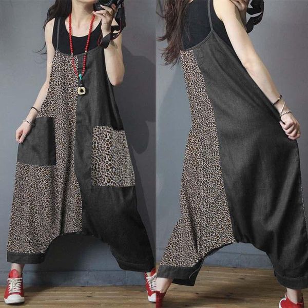 women's jumpsuits & rompers fashion women strapps summer patchwork leopard print casual drop crotch overalls loose dungarees pants, Black;white
women's jumpsuits & rompers fashion women strapps summer patchwork leopard print casual drop crotch overalls loose dungarees pants, Black;white
