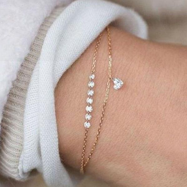 link, chain 2021 trendy double layer heart shaped crystal bracelet women's magic imitation women jewelry gift girl bracelets, Black
link, chain 2021 trendy double layer heart shaped crystal bracelet women's magic imitation women jewelry gift girl bracelets, Black