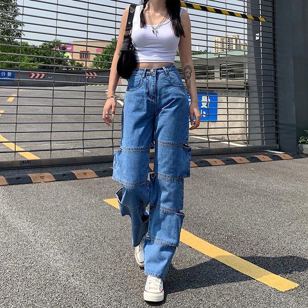 straight jeans mom high waist female denim pants cut out hole design slit trousers loose women clothing boyfriend streetwear women's, Blue
straight jeans mom high waist female denim pants cut out hole design slit trousers loose women clothing boyfriend streetwear women's, Blue