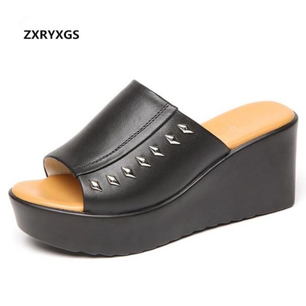 dress shoes 2021 est summer rivet genuine leather sandals thick-soled wedges slippers women fashion leisure comfort, Black
dress shoes 2021 est summer rivet genuine leather sandals thick-soled wedges slippers women fashion leisure comfort, Black