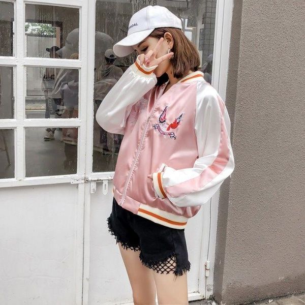 pink baseball suit women wear spring and autumn korean wind flight jacket outside students women's jackets, Black;brown
pink baseball suit women wear spring and autumn korean wind flight jacket outside students women's jackets, Black;brown