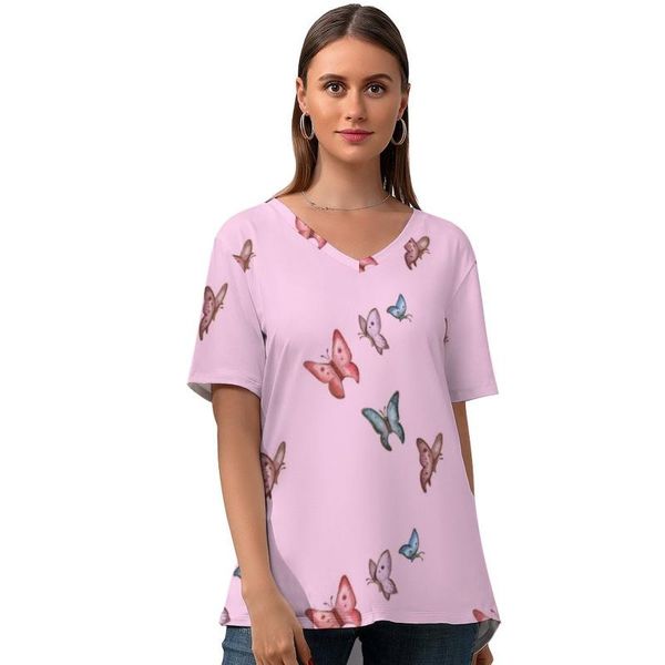 women's t-shirt butterfly tshirt simple short sleeve women t shirt street wear v neck printed oversized, White
women's t-shirt butterfly tshirt simple short sleeve women t shirt street wear v neck printed oversized, White