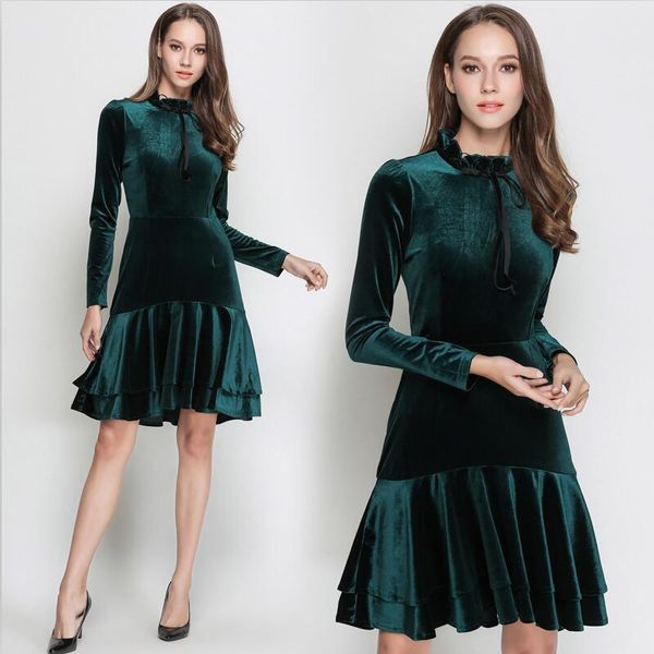 casual dresses runway 2021 women spring winter green velvet dress vintage evening party vestidos de festa, Black;gray
casual dresses runway 2021 women spring winter green velvet dress vintage evening party vestidos de festa, Black;gray