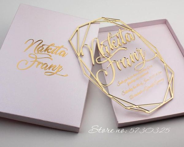 greeting cards 3d clear acrylic wedding invitations geometric embossed transparent gold foil printed invitation
greeting cards 3d clear acrylic wedding invitations geometric embossed transparent gold foil printed invitation