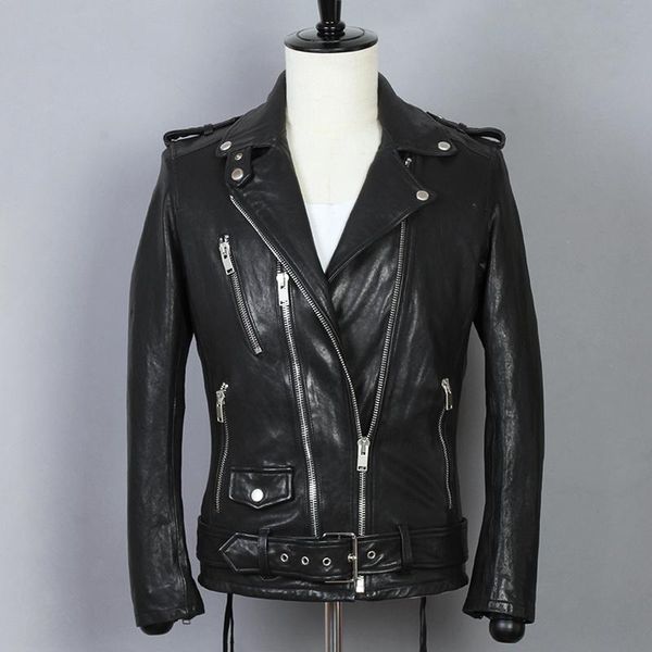 men's leather & faux fashion motorcycle jacket sheepskin lapel double-layer diagonal zipper belt genuine coat men, Black
men's leather & faux fashion motorcycle jacket sheepskin lapel double-layer diagonal zipper belt genuine coat men, Black