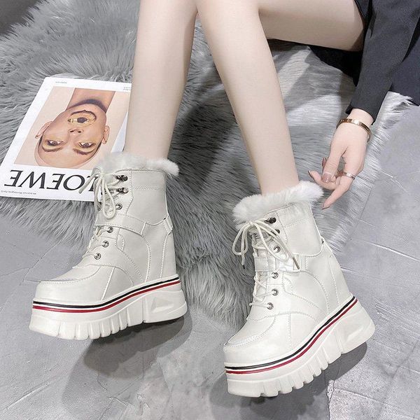 boots autumn winter thick-soled women's platform bottom punk plus velvet snow shoes, Black 
boots autumn winter thick-soled women's platform bottom punk plus velvet snow shoes, Black