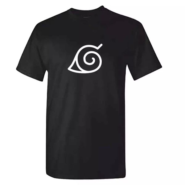 mens konoha leaf black tshirt - sasuke naruto japanese anime, White;black