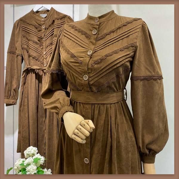 ethnic clothing nubuck dress with brown fisto muslim fashion quality winter session long, Red 
ethnic clothing nubuck dress with brown fisto muslim fashion quality winter session long, Red