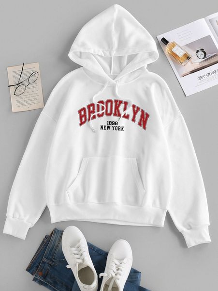 letter graphic drawstring hoodie u06x#, White;black
letter graphic drawstring hoodie u06x#, White;black