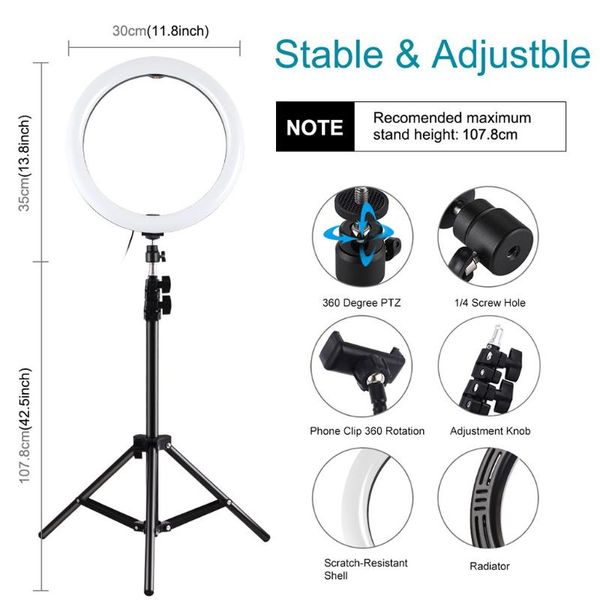 compact mirrors ring fill light 11.8 inch dimmable pography lighting led selfie lamp with tripod for makeup video live #0529
compact mirrors ring fill light 11.8 inch dimmable pography lighting led selfie lamp with tripod for makeup video live #0529