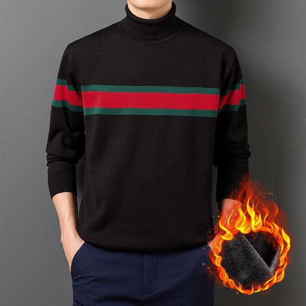 men's sweaters men knitted pullover contrast color stripe high collar sweater casual handsome winter velvet thicken wholesale male clot, White;black
men's sweaters men knitted pullover contrast color stripe high collar sweater casual handsome winter velvet thicken wholesale male clot, White;black