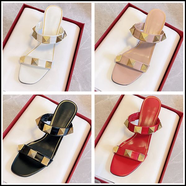 2021ss sandals women slipper summer true leather 4 colors sandal with rivets 6.5cm high heels beach slide fashion popular scuffs shoe size 4, Black
2021ss sandals women slipper summer true leather 4 colors sandal with rivets 6.5cm high heels beach slide fashion popular scuffs shoe size 4, Black