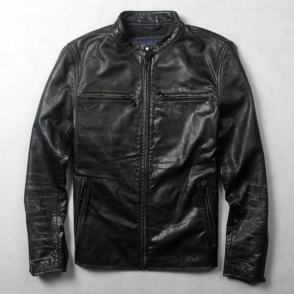 men's leather & faux avirexmen vintage genuine jackets fashion real male slim fit cowskin motorcycle biker jacket, Black
men's leather & faux avirexmen vintage genuine jackets fashion real male slim fit cowskin motorcycle biker jacket, Black
