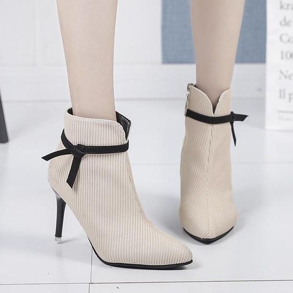 boots women elegant fine temperament stiletto pointed toe ankle strap decoration matching convenient zipper female, Black
boots women elegant fine temperament stiletto pointed toe ankle strap decoration matching convenient zipper female, Black