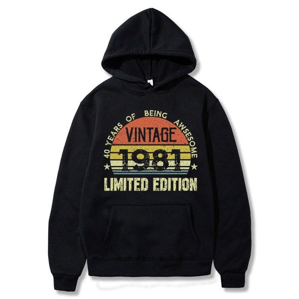 men's hoodies & sweatshirts 40 year old vintage 1981 limited edition 40th birthday long sleeve sweatshirt casual men women bodywarmer, Black
men's hoodies & sweatshirts 40 year old vintage 1981 limited edition 40th birthday long sleeve sweatshirt casual men women bodywarmer, Black