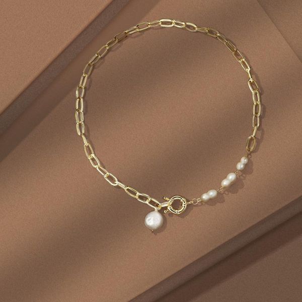 chokers minar dainty irregular natural freshwater pearl pendant necklace for women ladies alloy link chain fairy accessories, Golden;silver
chokers minar dainty irregular natural freshwater pearl pendant necklace for women ladies alloy link chain fairy accessories, Golden;silver