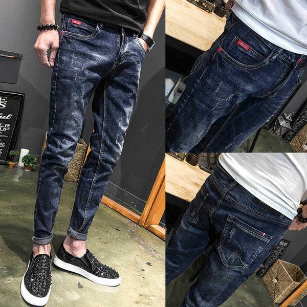 men's jeans 2021 slim feet ripped hole wild pencil pants spring autumn korean trendy teenagers skinny men trousers, Blue
men's jeans 2021 slim feet ripped hole wild pencil pants spring autumn korean trendy teenagers skinny men trousers, Blue