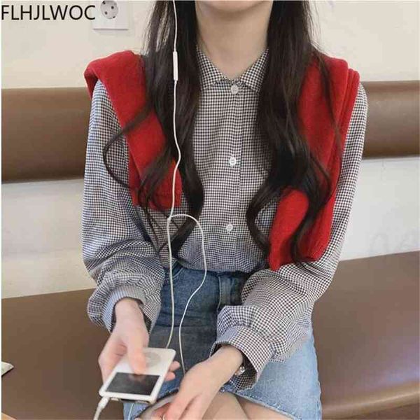 women's blouses & shirts fashion cute preppy style vintage japaneses girls korea design button elegant formal plaid 705o, White
women's blouses & shirts fashion cute preppy style vintage japaneses girls korea design button elegant formal plaid 705o, White