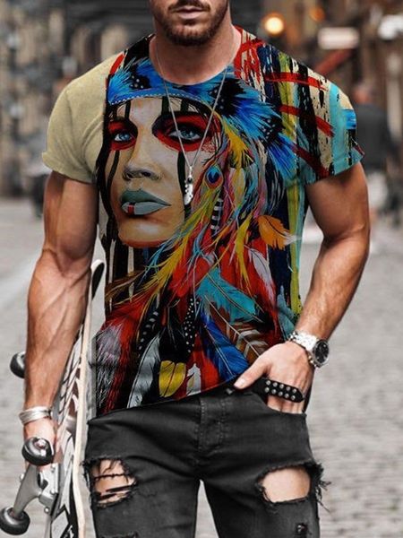 Aboriginal style men's 3D printed T-shirt visual impact party shirt punk gothic round neck high quality American muscle style short sleeves, White;black
Aboriginal style men's 3D printed T-shirt visual impact party shirt punk gothic round neck high quality American muscle style short sleeves, White;black