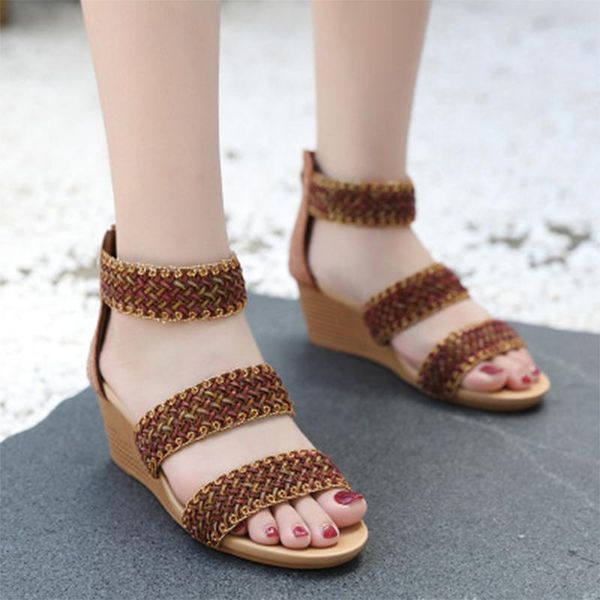 woman bohemia sandals ladies strap casual shoes female open beach ankle toe zip wedges women women's footwear plus size 42, Black
woman bohemia sandals ladies strap casual shoes female open beach ankle toe zip wedges women women's footwear plus size 42, Black