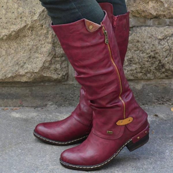 fashion leather boots women zip knee middle tube autumn winter warm snow western style cowboy riding boot, Black
fashion leather boots women zip knee middle tube autumn winter warm snow western style cowboy riding boot, Black