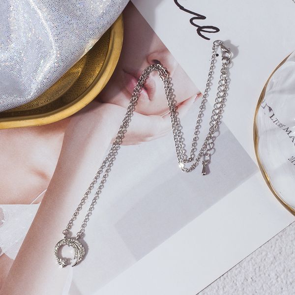 fashion star moon small fresh women's diamond pendant temperament simple clavicle chain personality versatile necklace, Black
fashion star moon small fresh women's diamond pendant temperament simple clavicle chain personality versatile necklace, Black