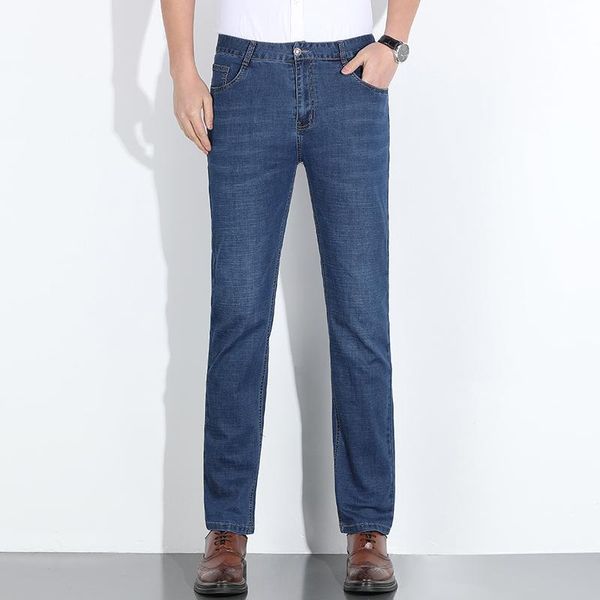 men's jeans 2021 autumn cotton stretch classic style fashion casual business loose pants/ men, Blue