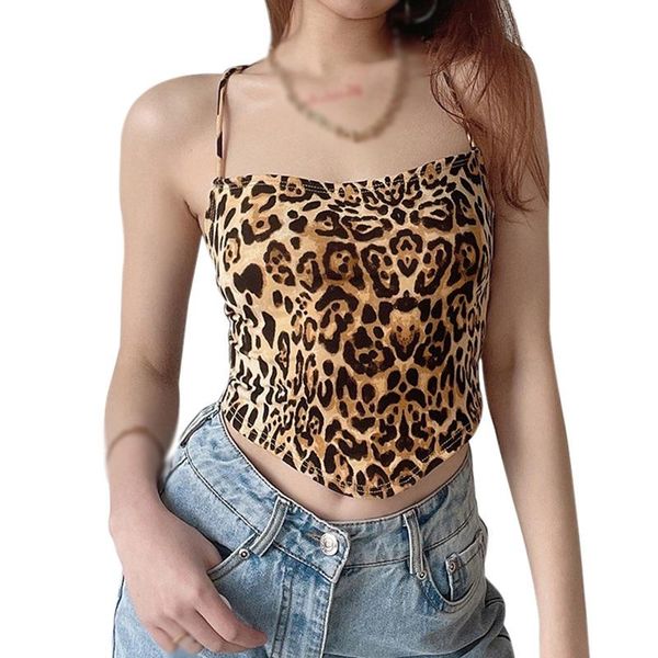women's leopard halter slim backless bandage exposure navel camisole tank tanks & camis, White
women's leopard halter slim backless bandage exposure navel camisole tank tanks & camis, White