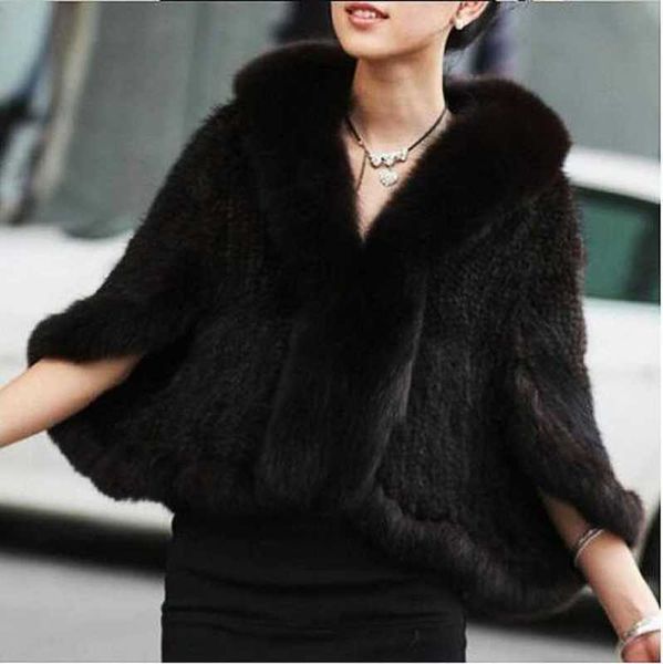 real genuine natural knitted mink fur shawl coat with fox collar women's fashion knit jacket cape 210928, Black
real genuine natural knitted mink fur shawl coat with fox collar women's fashion knit jacket cape 210928, Black