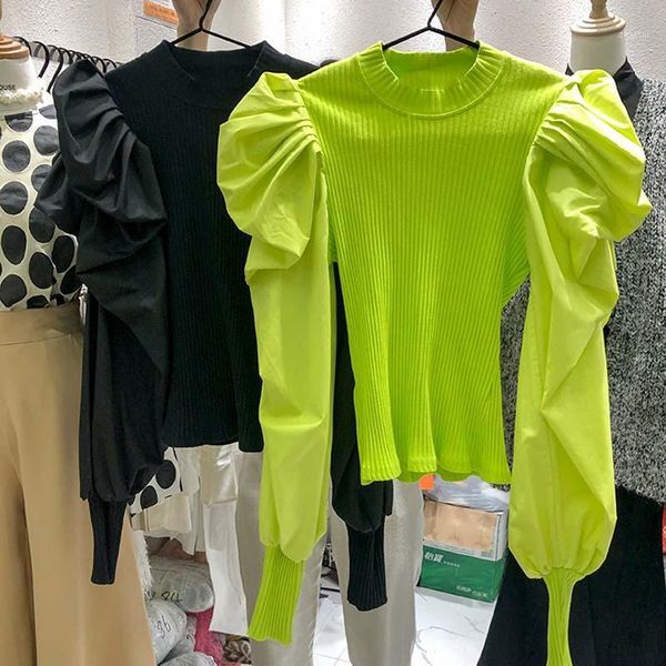 women's sweaters knitted patchwork sweater white for women jumper o-neck puff sleeve pullovers female clothing autumn fashion 2021, White;black
women's sweaters knitted patchwork sweater white for women jumper o-neck puff sleeve pullovers female clothing autumn fashion 2021, White;black