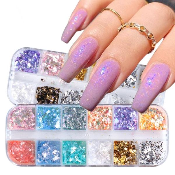 nail glitter 6/12 grid holographic nails fire opal irregular flakes foil sequins chrome powder gel polish manicure accessories laobw, Silver;gold
nail glitter 6/12 grid holographic nails fire opal irregular flakes foil sequins chrome powder gel polish manicure accessories laobw, Silver;gold