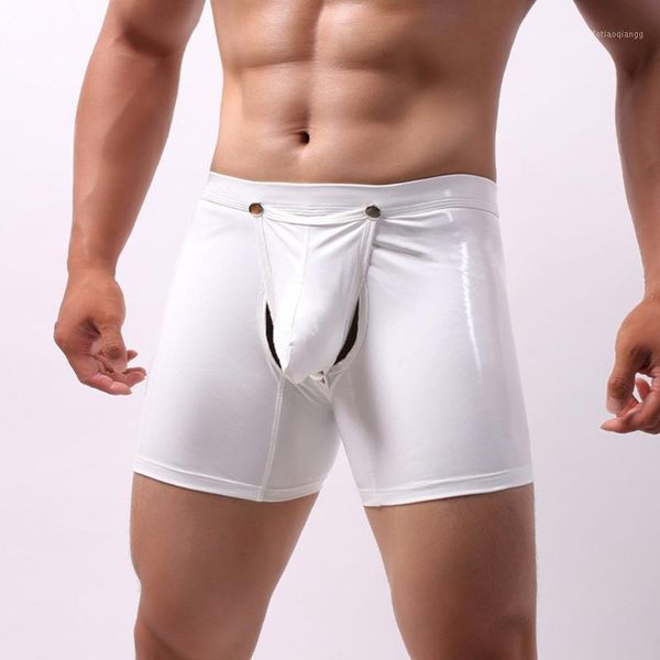 underpants men flat angle pouch separation patent leather shorts lengthen boxer panties men's faux long low, Black;white
underpants men flat angle pouch separation patent leather shorts lengthen boxer panties men's faux long low, Black;white